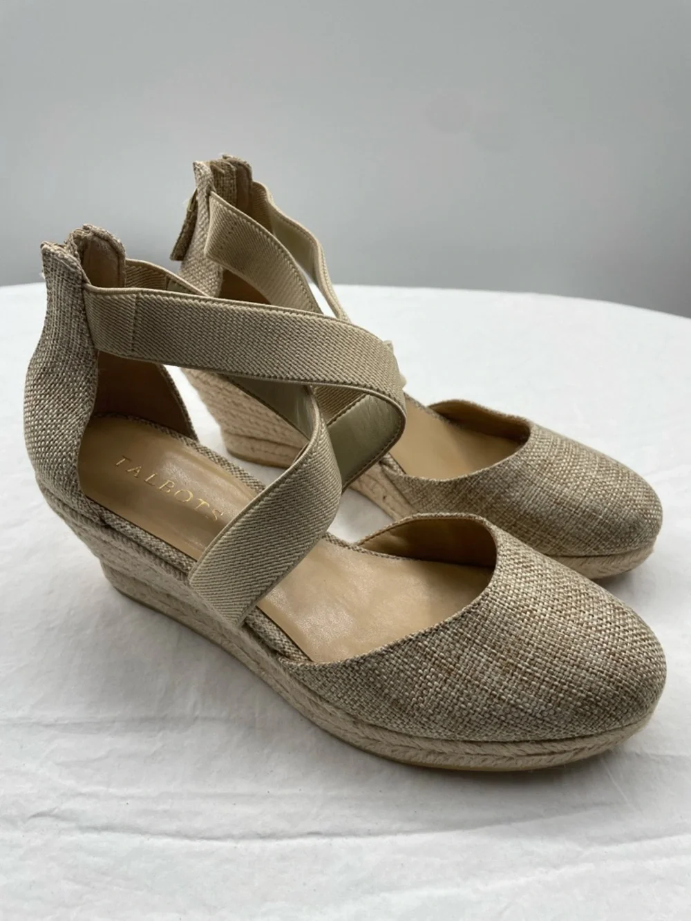 Talbots Lyndsay D’orsay Espadrille Wedges - Linen. 7.5. From Local Talbots!